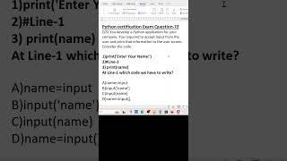 Python certification exam Question-72 #coding #python #shorts #shortsfeed #shortvideo#shortsvideo#ai