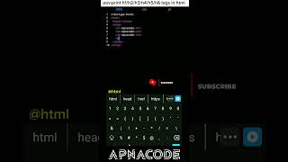 Print h1/h2/h3/h4/h5/h6 tags in html #apnacode #learncodeonline #shorts #html
