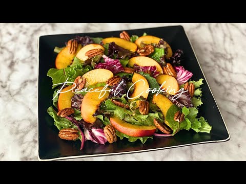 Peach Pecan Salad | Healthy Vegan Lunch | Silent Vlog