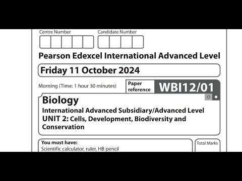 Edexcel UNIT 2 OCT NOV 2024 Biology || Last Minute IAL Biology Exam Revision Pt. 1