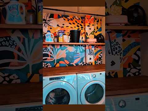 Laundry Room Makeover #laundryroom #roommakeover #homemade #woodworking #homediy #peelandstick