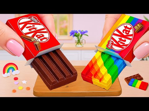 🍫Satisfying With Mini KitKat Double Chocolate vs Rainbow Kitkat 🌈 ダブルチョコ vs レインボー ✨ Tiny Tammy #1