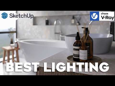 Best Bathroom Lighting with Natural Light | V-Ray for SketchUp Tutorial