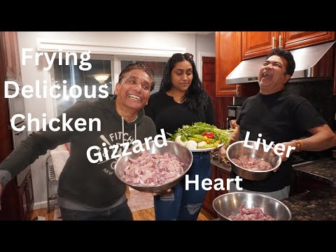 Frying Delicious Chicken Liver, Gizzard and Heart with my Family in Queens New York.