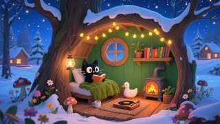 Winter Lofi Jazz – Cozy Study Beats with Rain Sounds for Focus & Relaxation ❄️☕