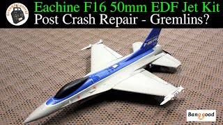 Eachine F16 50mm EDF Jet Kit Pusher Prop Conversion - Post Crash Repair & Test Flight! Gremlins?