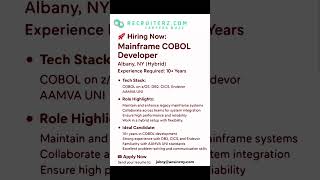 job Alert Mainframe COBOL Developer Hiring Now #job #opening #softwaredeveloper #jobsearch #jobhunt