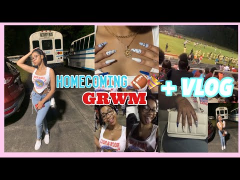 HOMECOMING GRWM + VLOG| FOOTBALL GAME WITH FRIENDS, TAKING PICTURES, GETTING ASKED OUT😱!! MORE :)!