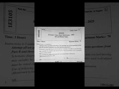 Human Values Paper 2025. RTU 1st Sem HV paper main exam 2025. #humamvalues. #rtuexam #rtupaper