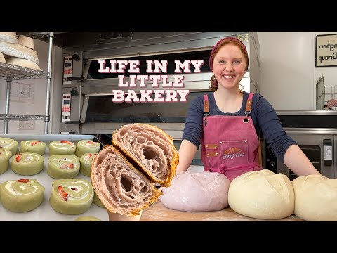 Life in my little bakery- matcha strawberry buns & lavender honey croissants