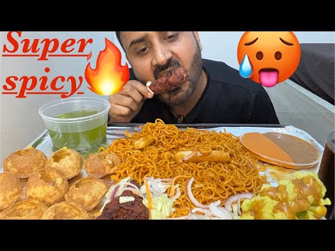 Spicy Korean Noodles🔥🥵SpicyPanipuri,Chiken Leg Pieces And steam Cauliflower Mukbang|