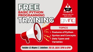 FREE PYTHON KICK START TRAINING | TAGALOG | #clmits #incgiving