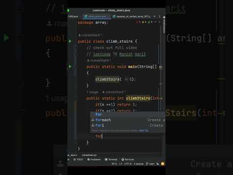 Climbing stairs leetcode 70 short #coding #leetcode #algorithmanalysis #dsa #arraylist #manish