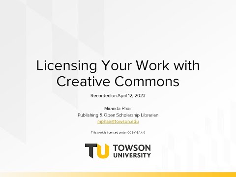 Licensing Your Work with Creative Commons | Research University