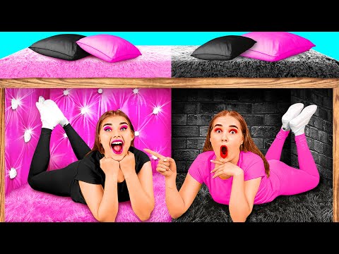 बिस्तर के नीचे गुप्त कमरे | अमीर vs गरीब चुनौती Hahanom Top Challenges