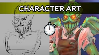 Barista Cthulhu ⏱️Clip Studio Illustration Time-lapse
