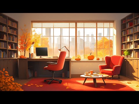 Sunlit Study Nook 🌞 Lofi Anime Office 📚 Autumn Warmth [study/relax]