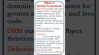 what is entity framework@ensolutions5210  #coding #shorts #entity #entityframework