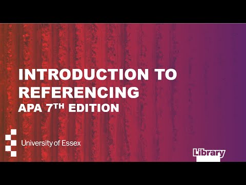 Introduction to referencing: APA 7th Edition