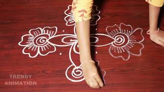 Awesome rangoli design with 5*1dots | Muggulu | Latest rangoli | Design kolams | Trendyanimation |