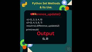 Exploring Python Set Methods 'difference_update()'  #python  #coding  #interview #pythontutorial