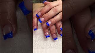 Blue French tips #acrylicnails #nailtech #blacknailtech #explorepage #detroitnails #instagramnails
