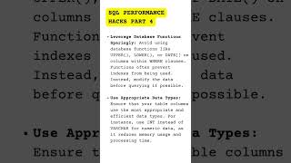 SQL PERFORMANCE HACKS PART 4 #sqltips  #sqlperformance  #sqlqueryinterviewquestionsandanswers