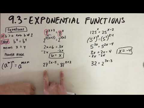 9.3 - Exponential Functions (Solving Equations)