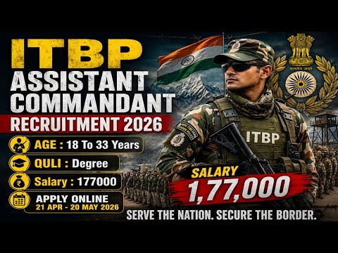 Apply NowITBP Vacancy 2026 😱 Assistant Commandant | Age 18–33 | Salary 1.77 Lakh
