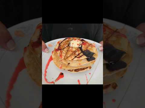 5 minute breakfast Eggless pancakes #trending #viral #food #recipe #asmr #fyp#easydessert #syrup