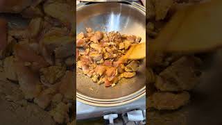 Cooking chicken and tacos for lunch