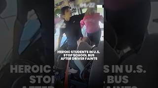 Quick-thinking students in US stop school bus after driver blacks out