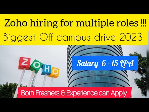 Zoho hiring for multiple roles!!! | For Freshers and Experienced | Salary 6 - 10 LPA above