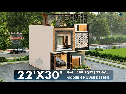 22x30 House Design 3D | Terrace Garden | Double Floor Front Elevation Designs | Infra Design Hub