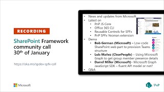 SharePoint PnP - SPFx & JavaScript SIG community call – 30th of January 2020