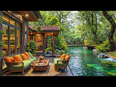 🎶 Tranquil Jazz & Riverside Café | Soft Piano Jazz Music and River Sounds for Focus & Stress Relief
