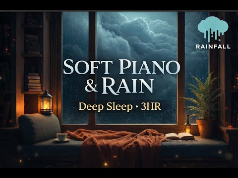 Soft Piano & Rain in the Sky Library ☁️ Deep Sleep Ambience (3 Hours)