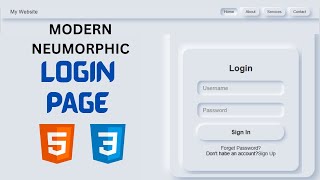 Modern Neumorphic Login Page with Navigation Bar | HTML & CSS Tutorial