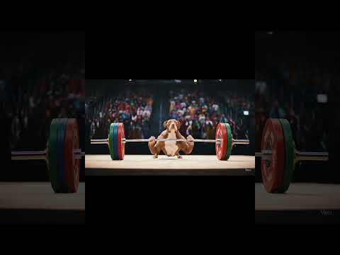 Dog weightlifting AI veo3 google flow #aishorts #funny #memes #funniestvideo #viral #trending