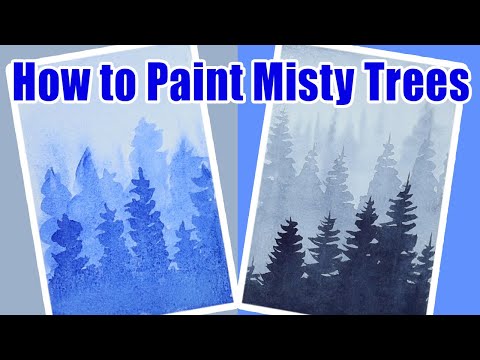 How to Paint Misty Forest Trees in Watercolor KIDS Easy Tutorial