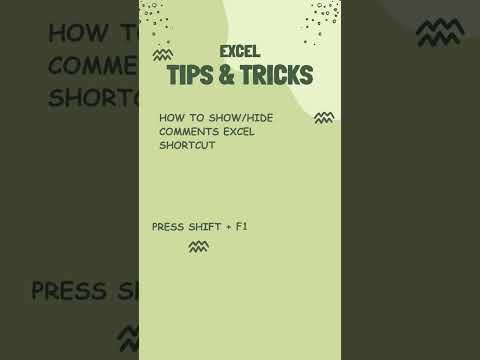 How to Show/hide comments Excel shortcut