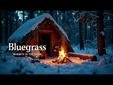Snowy Bushcraft Shelter Serenity | Bluegrass Fire Music for Peaceful Winter Nights