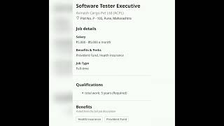 Software Tester#fresher #experienced #getemployed #youtubeshorts #softwaretestengineer #qajobs