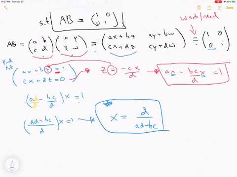 inverse of 2 x 2 matrix from definition
