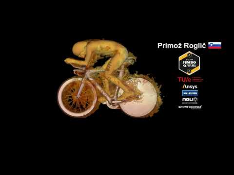 Animation of CFD simulations for cyclist Primoz Roglic of Team Jumbo Visma - "on fire"