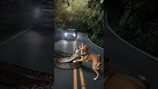 Dog vs Python #dog #doglover #python #snake #saamp #wildrift #car #roadtrip #wildanimals #shorts