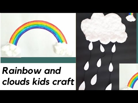 How to make rainbow clouds and raindrops for kids |kids craft |Rainbow | Clouds| Raindrops