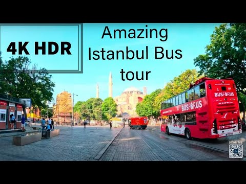 Amazing Istanbul 1 || 4K HDR : city tour from window seat hop-on Bus || Trawellbeings