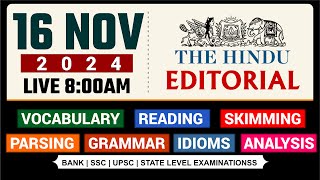 THE HINDU EDITORIAL || Analysis 15th Nov 2024 || SSC / UPSC / BANKING EXAMS || By Kartik Sir #viral