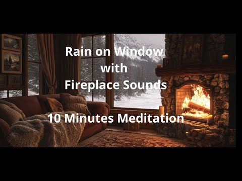 Window Rain & Fireplace Sounds | 10 Min Meditation for Relaxation, Sleep & Focus (USA/UK)